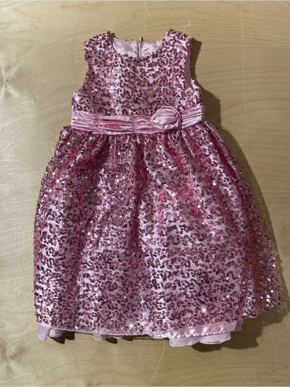 American Princess Pink Sequin Flower Belt Party Dress for Girls 5 (AU)
